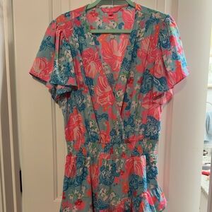 Lilly Pulitzer Pink and Blue Tropical One Piece